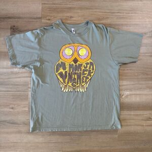 Vintage Y2K My Morning Jacket Big Eye Owl Green Shirt Size Large Indie Emo Rock